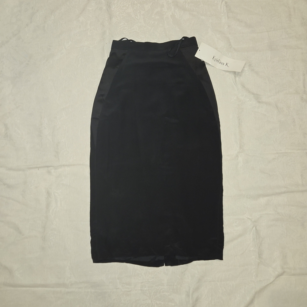 Black Pure Silk Pencil Skirt